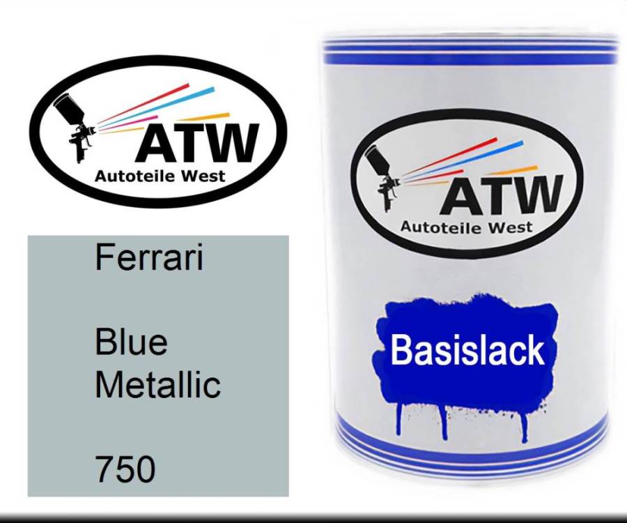 Ferrari, Blue Metallic, 750: 500ml Lackdose, von ATW Autoteile West.